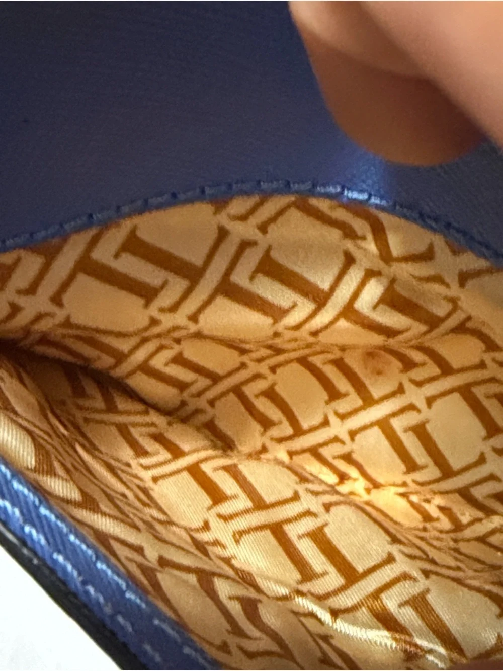 Tignanello Blue Crossbody Bag Gold Logo stylish bag for women